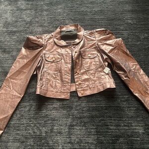 AKIRA Shimmering Bronze Cropped Blazer